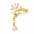 Ear cuff fleur pendante doré sans piercing
