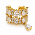 Ear cuff fleur pendante pavé sans piercing