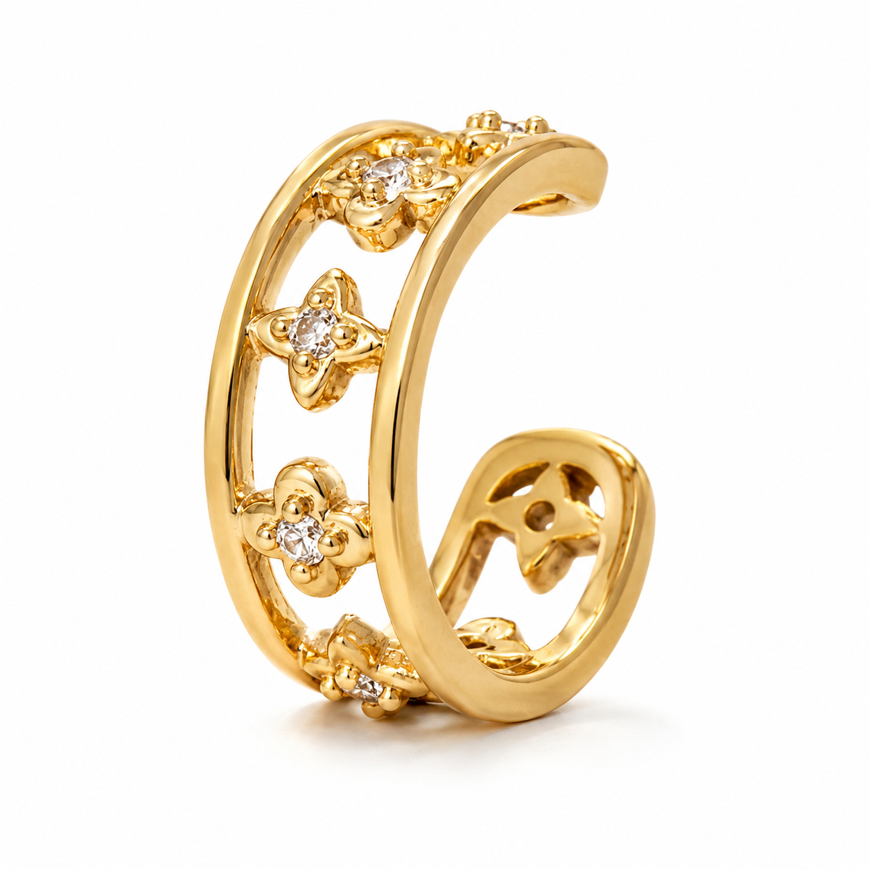 Ear cuff fleurs ajourées sans piercing