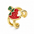 Ear cuff fraise émaillée sans piercing