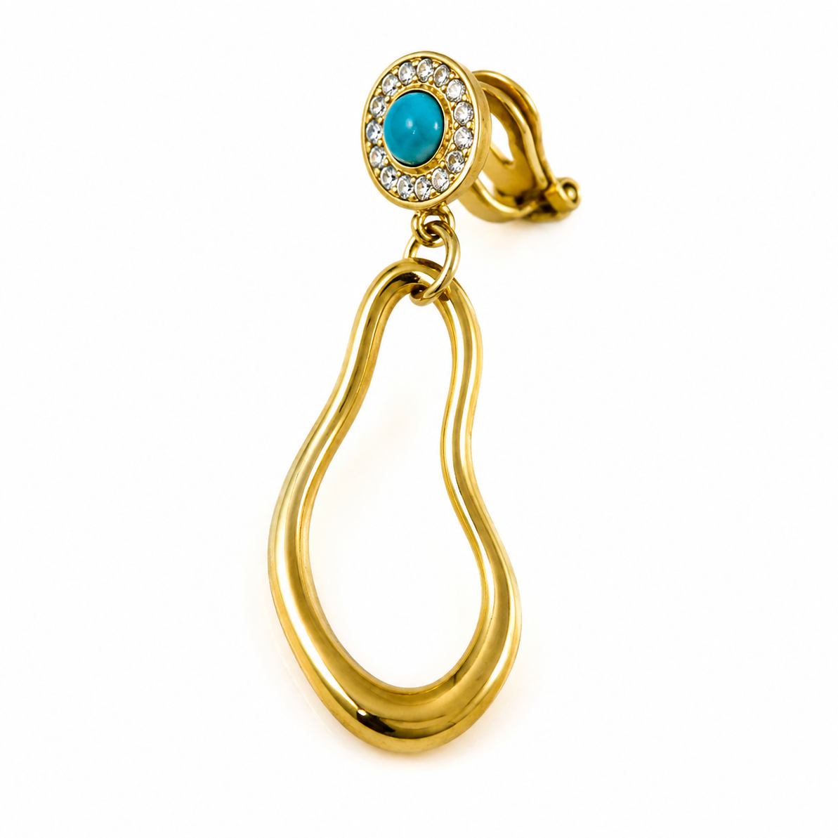 Ear cuff goutte ajourée perle pavée sans piercing