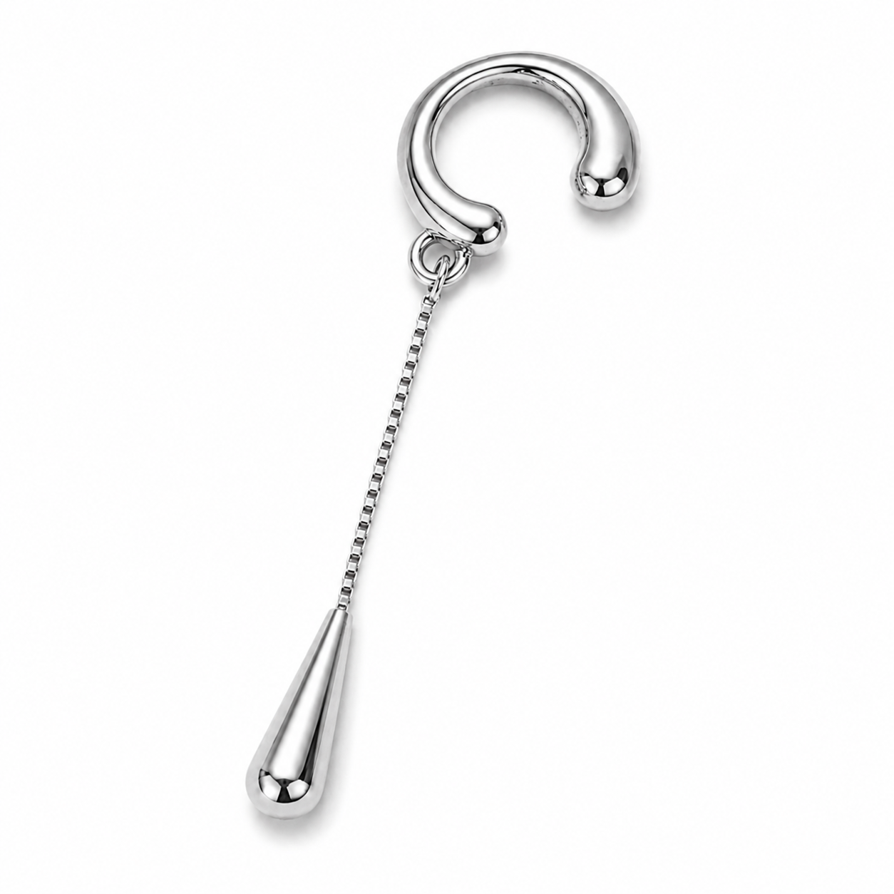 Ear cuff goutte pendante argenté sans piercing