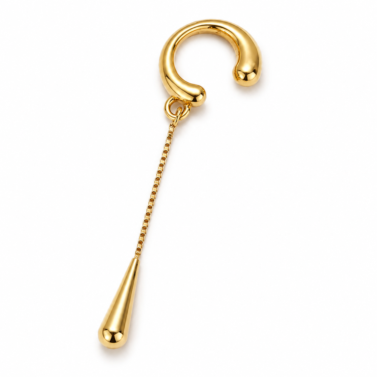 Ear cuff goutte pendante doré sans piercing