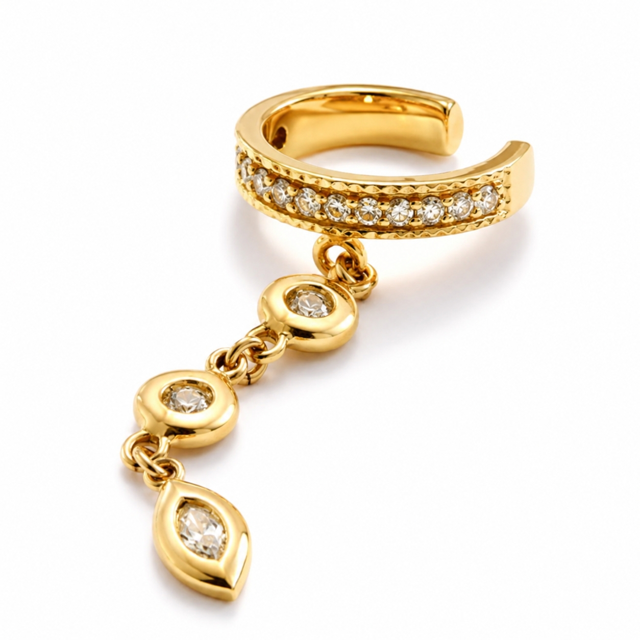 Ear cuff goutte pendante pavé sans piercing