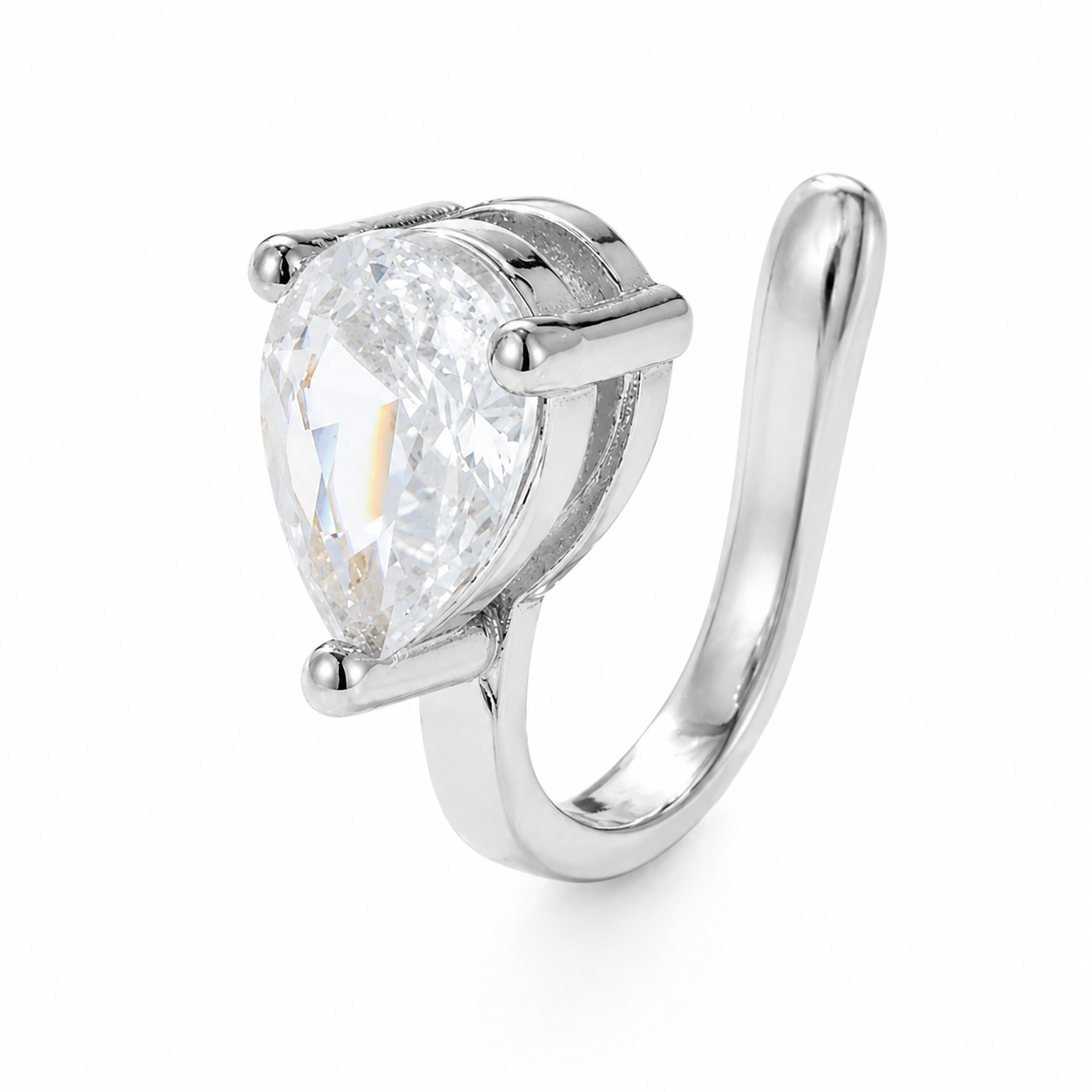 Ear cuff goutte solitaire argenté sans piercing