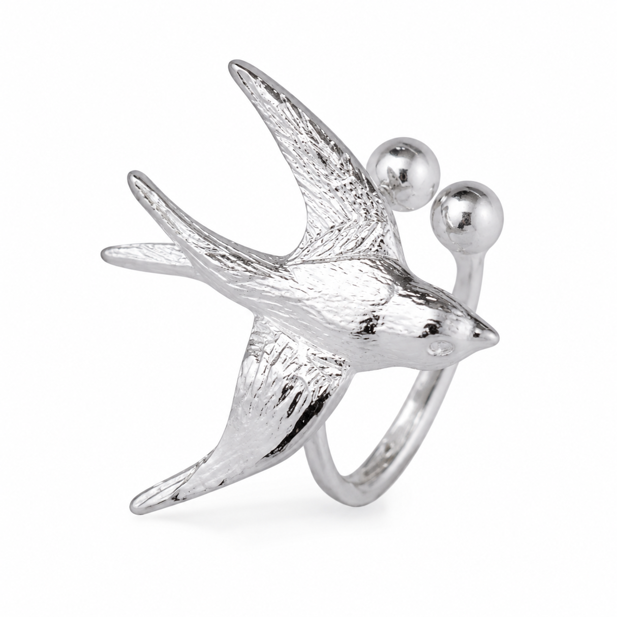 Ear cuff hirondelle texturée sans piercing