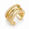 Ear cuff multi rang pavé croisé doré sans piercing