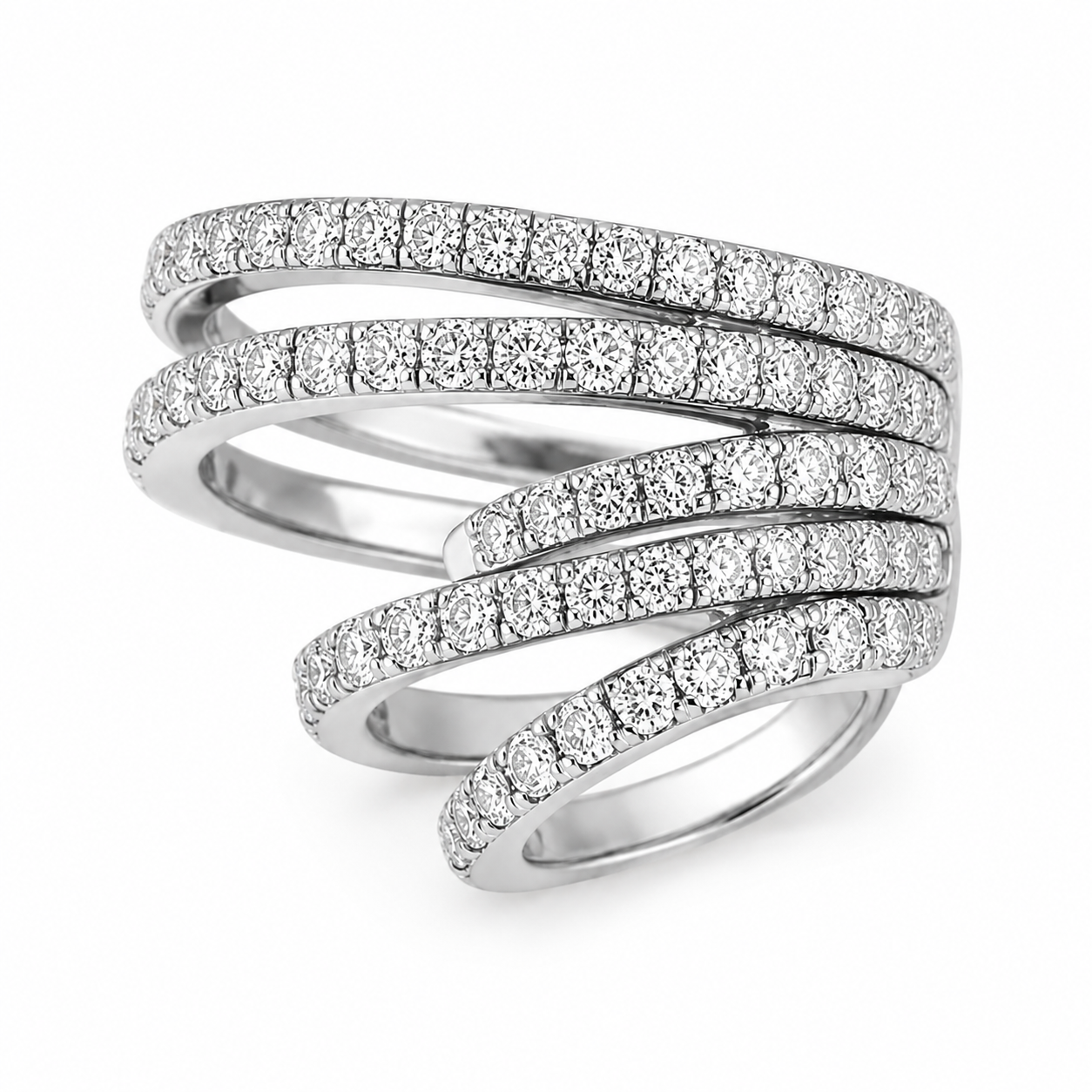 Ear cuff multi rangées pavées argenté sans piercing