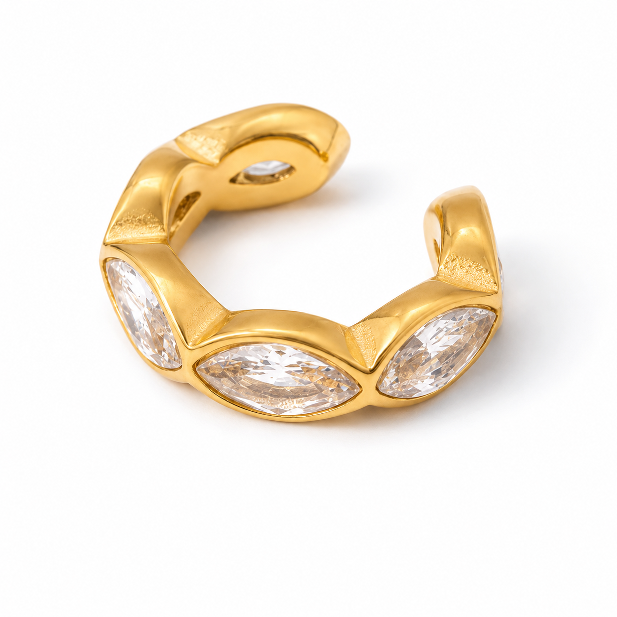 Ear cuff navette pavé sans piercing