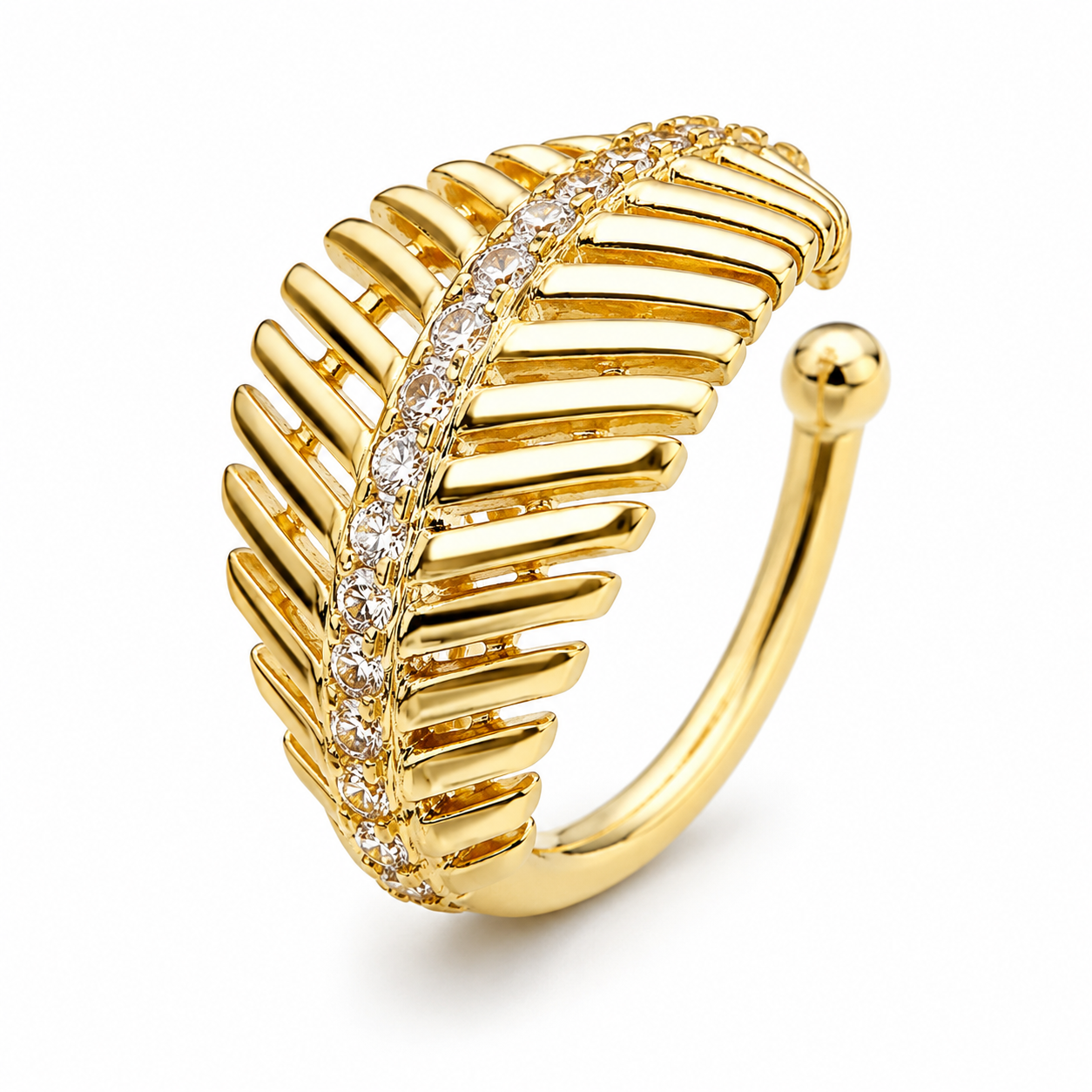 Ear cuff nervuré pavé sans piercing