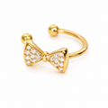 Ear cuff nœud brillant doré sans piercing