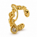 Ear cuff nœud pendant pavé doré sans piercing