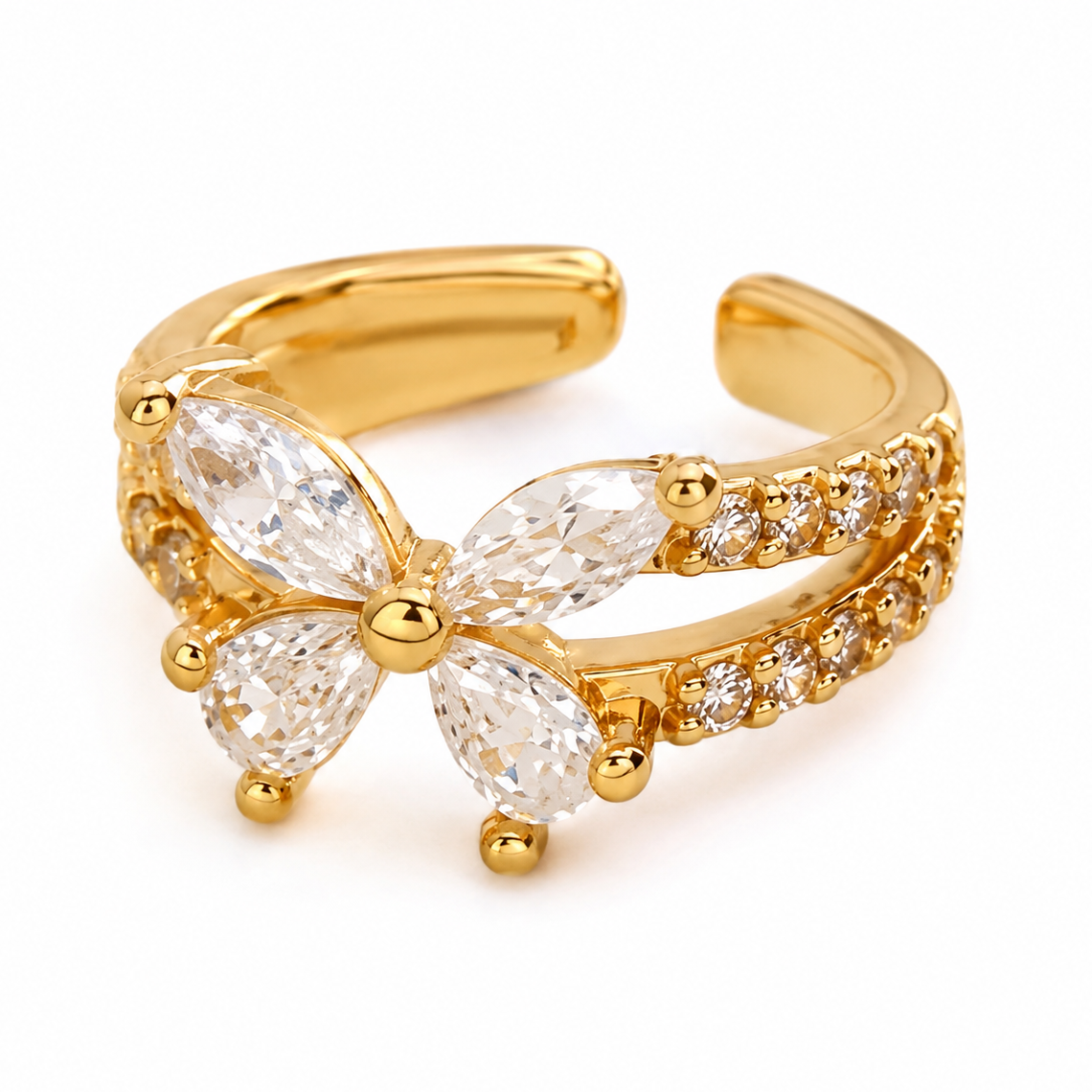 Ear cuff papillon cristallin pavé sans piercing
