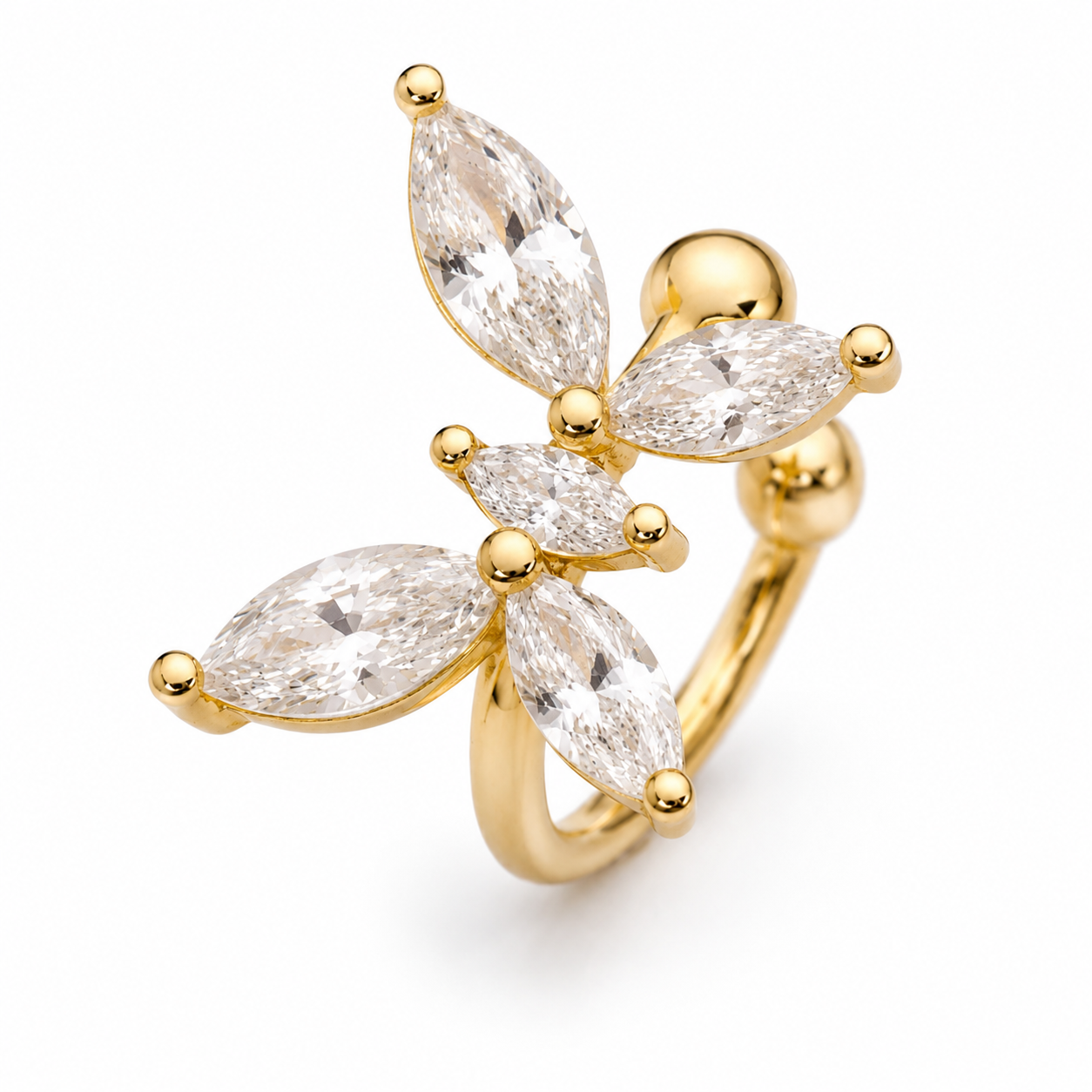 Ear cuff papillon marquise doré sans piercing