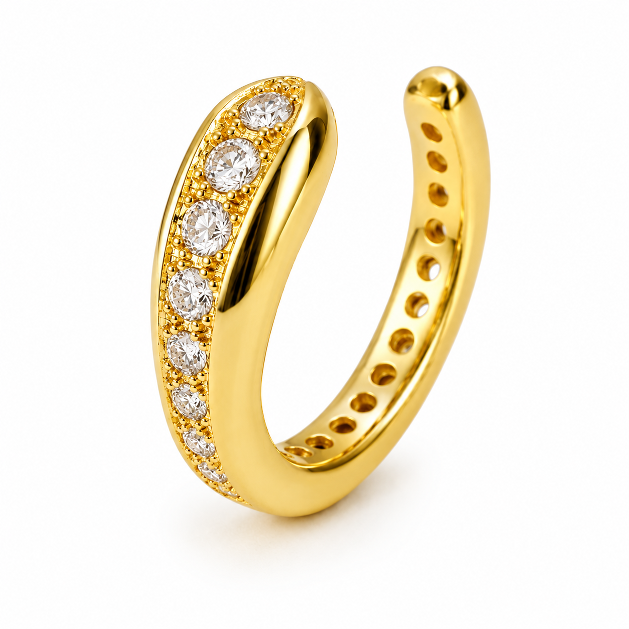 Ear cuff pavé bombé doré sans piercing