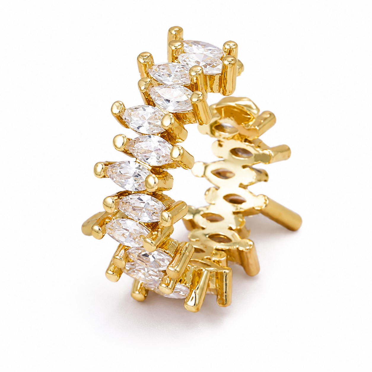 Ear cuff pavé marquise doré sans piercing