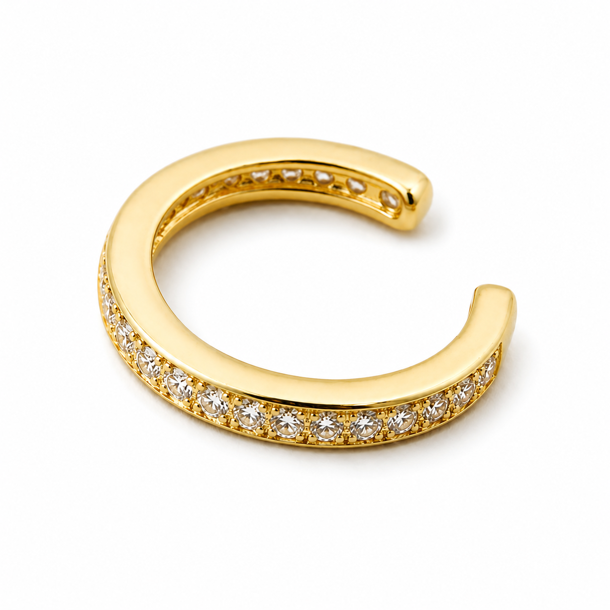 Ear cuff pavé minimaliste doré sans piercing