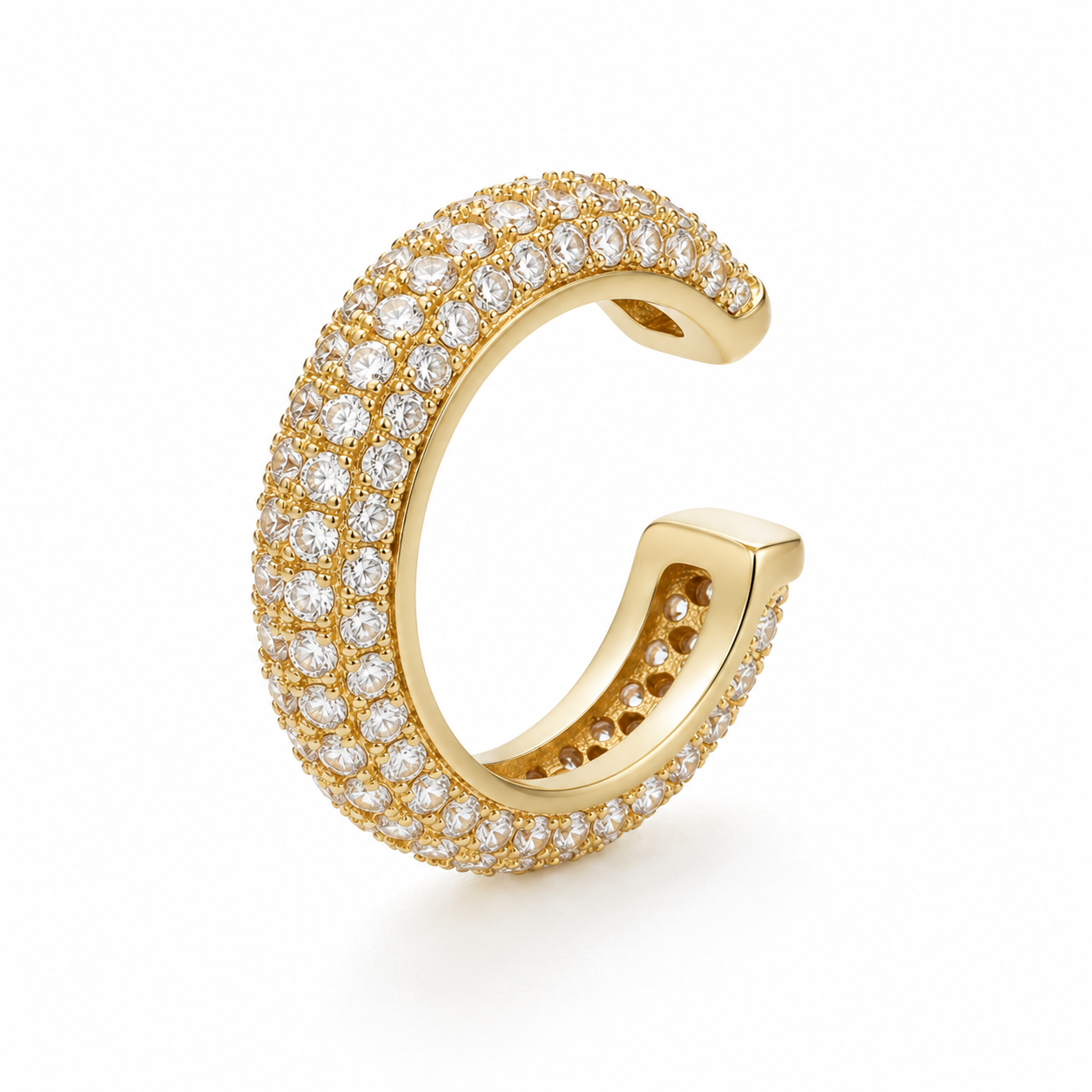 Ear cuff pavé multicolore doré sans piercing