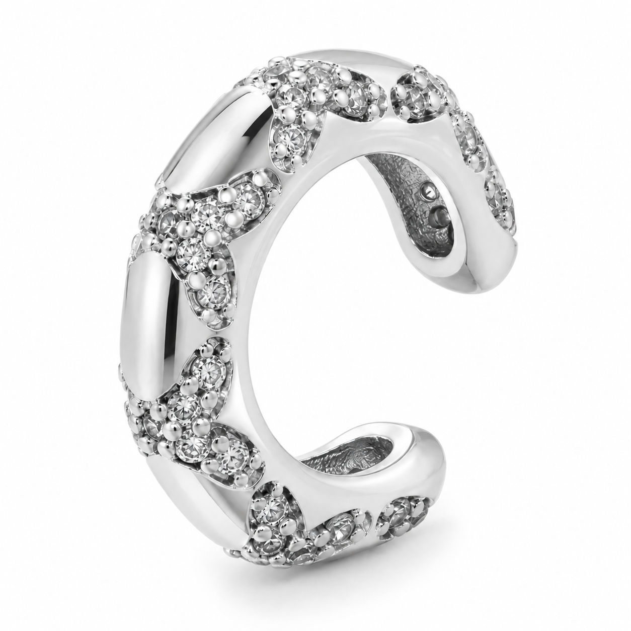 Ear cuff pavé organique argenté sans piercing