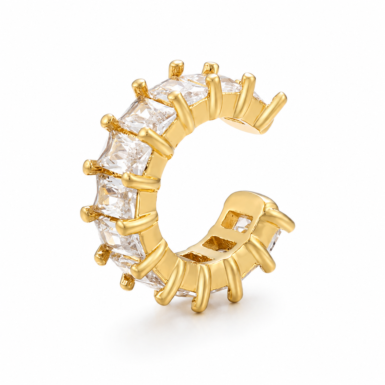 Ear cuff pavé rectangulaire doré sans piercing