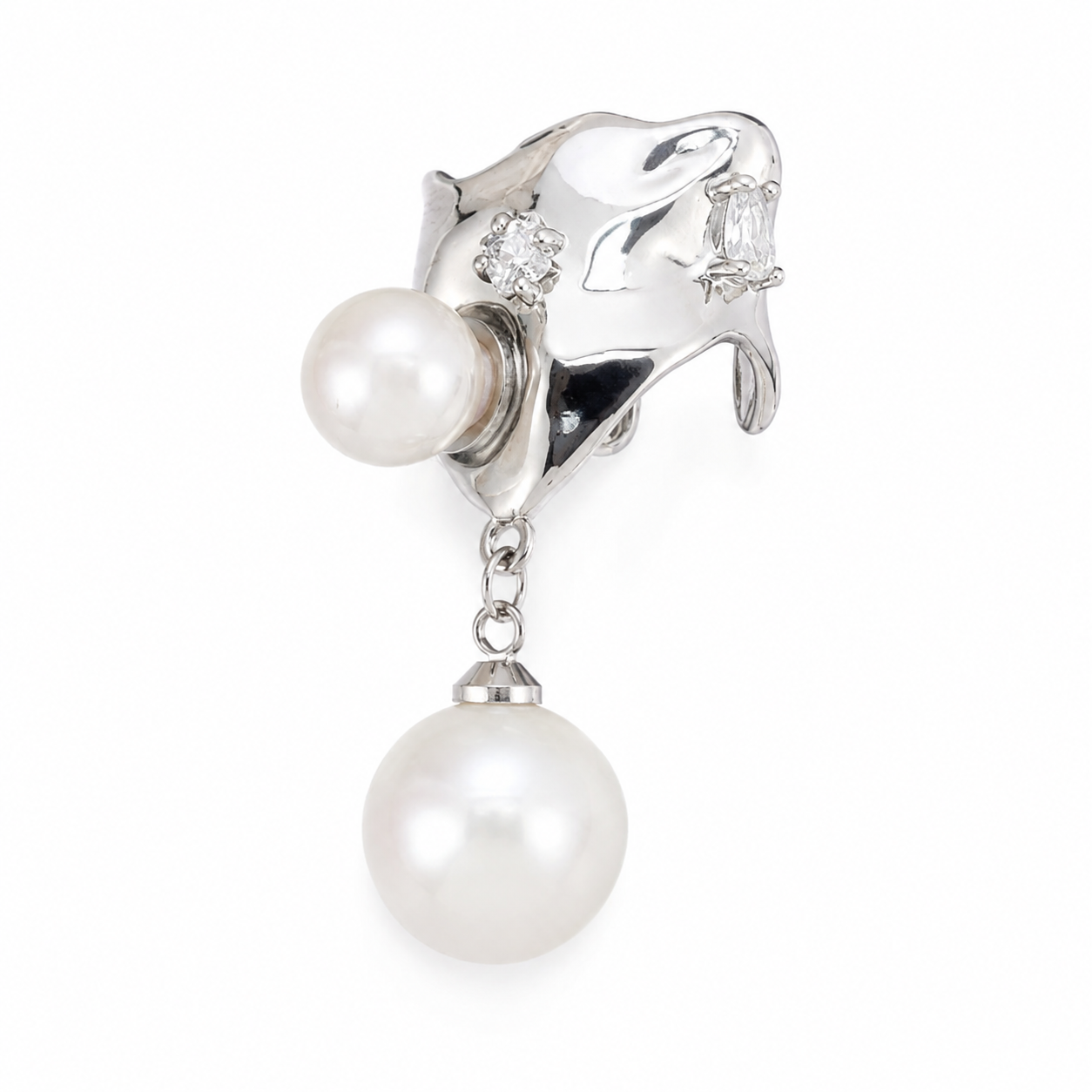 Ear cuff perle pendante sculpté sans piercing