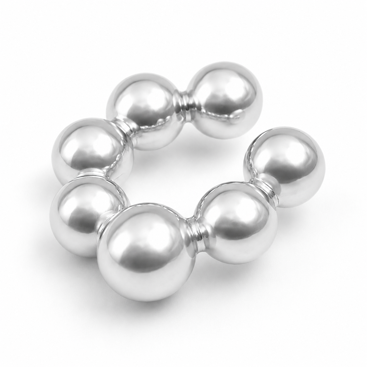 Ear cuff perlé rond argenté sans piercing