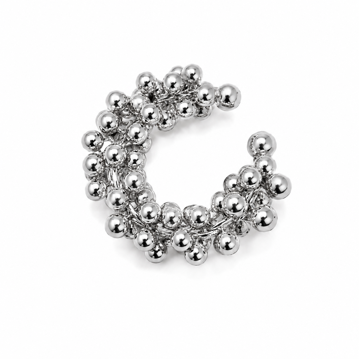 Ear cuff perlé texturé argenté sans piercing