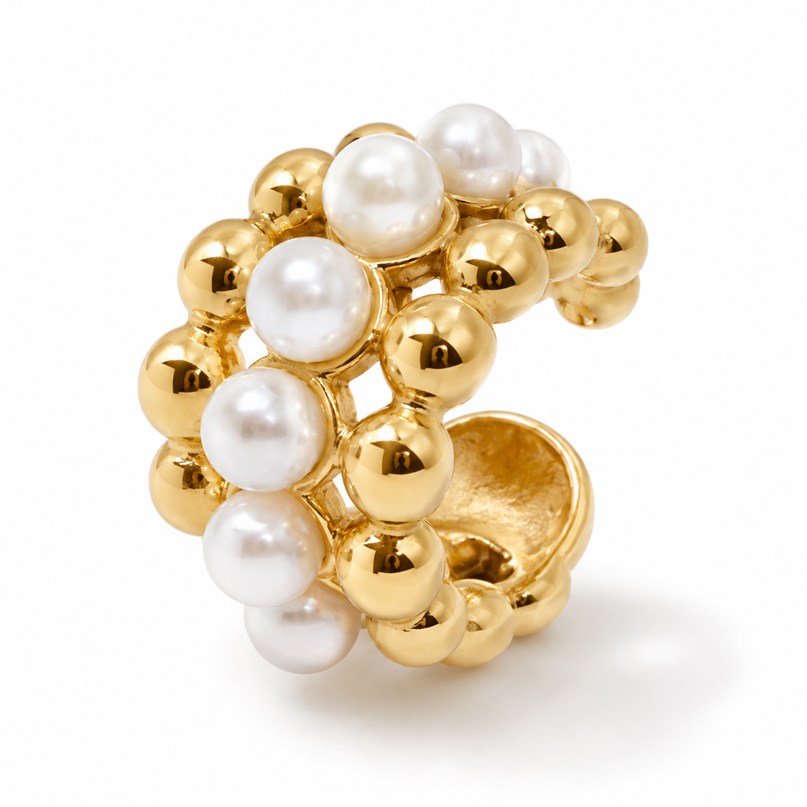 Ear cuff perles bicolores sans piercing