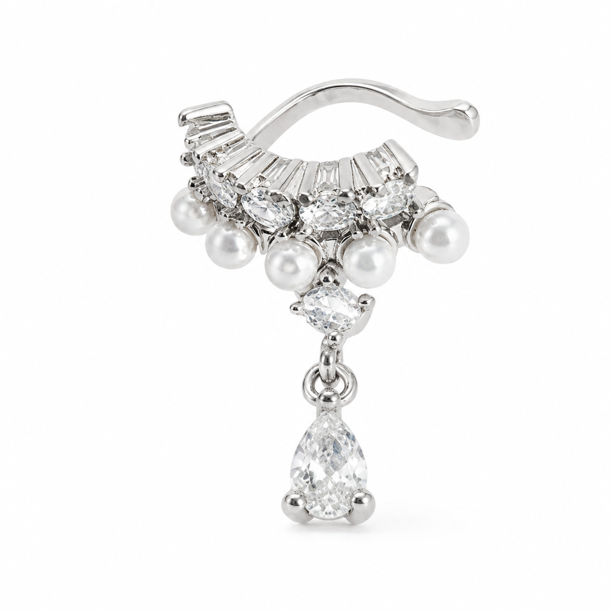 Ear cuff perles pendantes sans piercing
