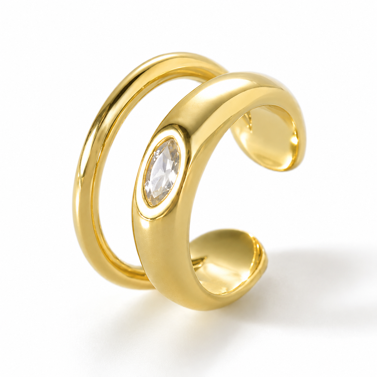 Ear cuff prisme solitaire doré sans piercing