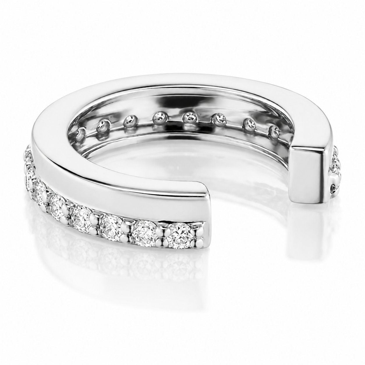 Ear cuff rang pavé argenté sans piercing