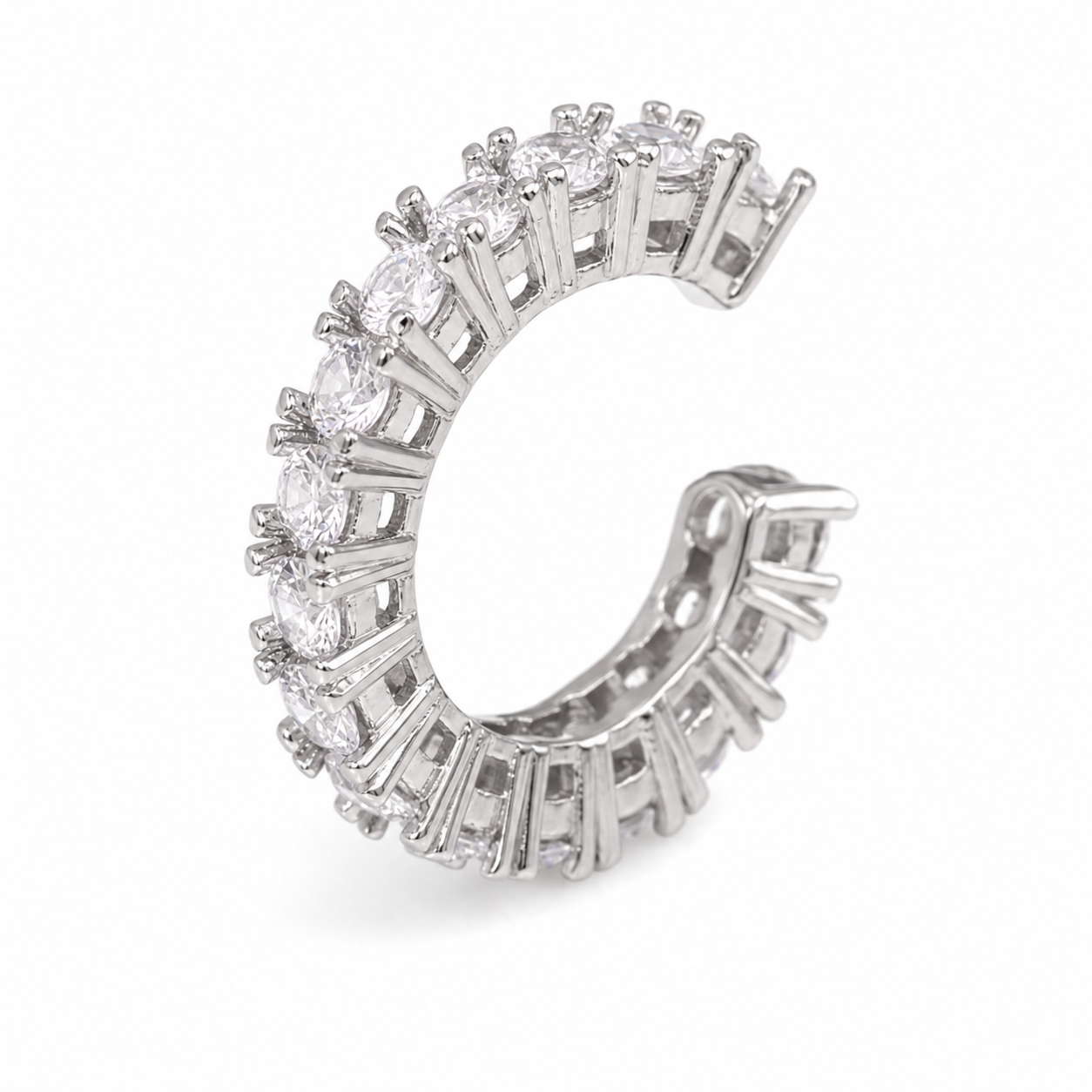 Ear cuff rayons pavés argenté sans piercing
