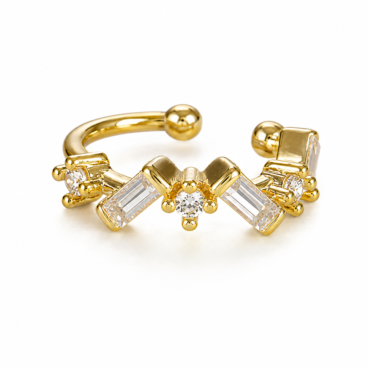 Ear cuff rectangle géométrique doré sans piercing