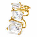 Ear cuff rectangle triple ligne doré sans piercing