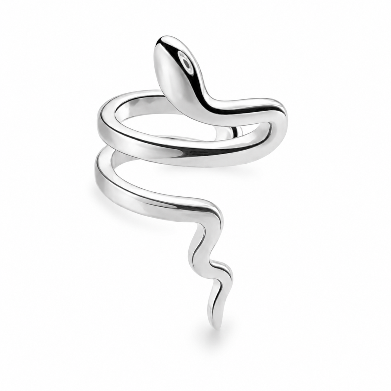 Ear cuff serpent enroulé argenté sans piercing