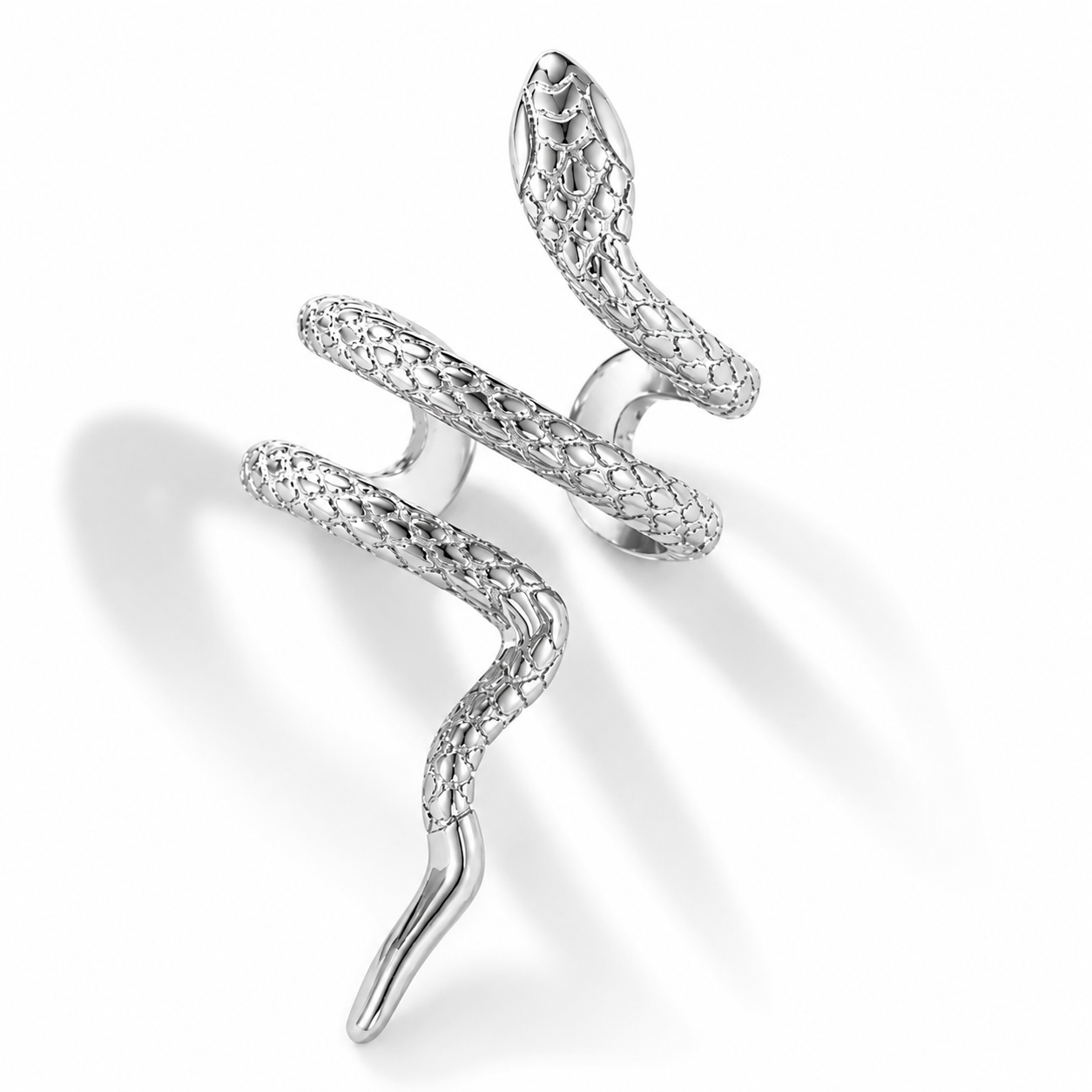 Ear cuff serpent envoûtant argenté sans piercing