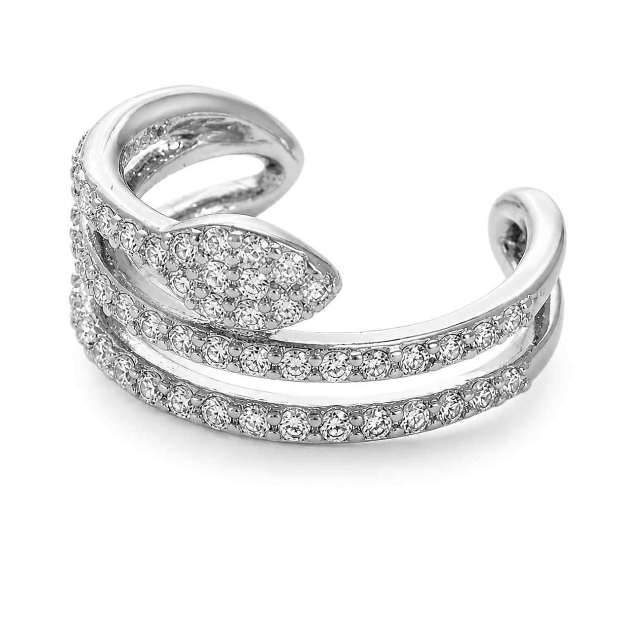 Ear cuff serpent pavé argenté sans piercing