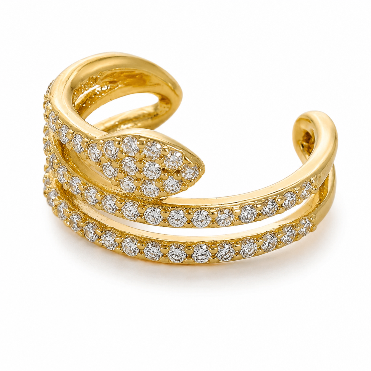 Ear cuff serpent pavé doré sans piercing