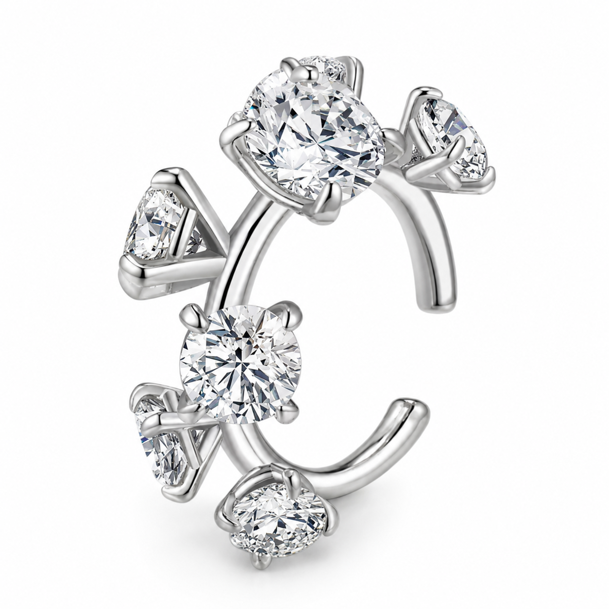 Ear cuff solitaire asymétrique sans piercing