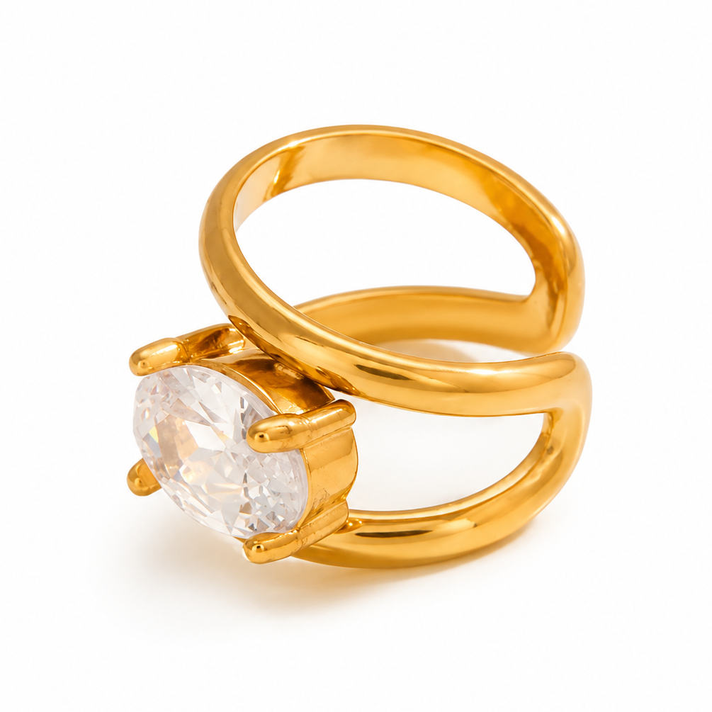 Ear cuff solitaire double ligne sans piercing