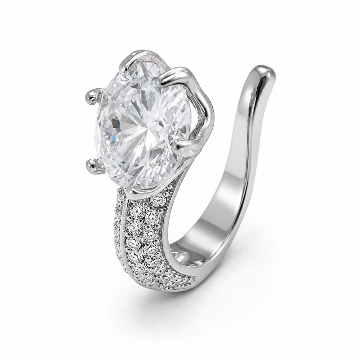 Ear cuff solitaire pavé double sans piercing