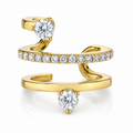 Ear cuff spirale pavée double solitaire doré sans piercing