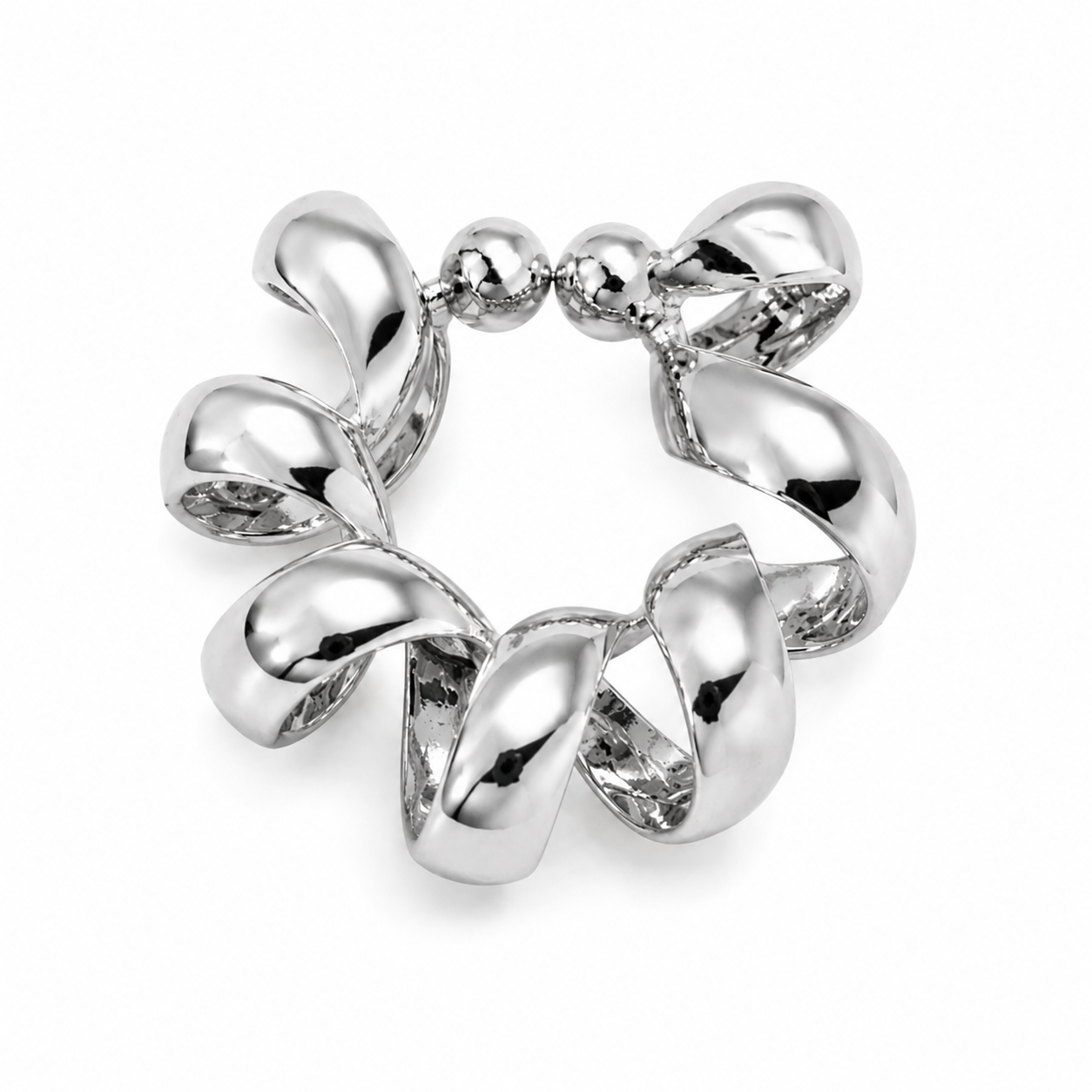 Ear cuff tressé texturé argenté sans piercing