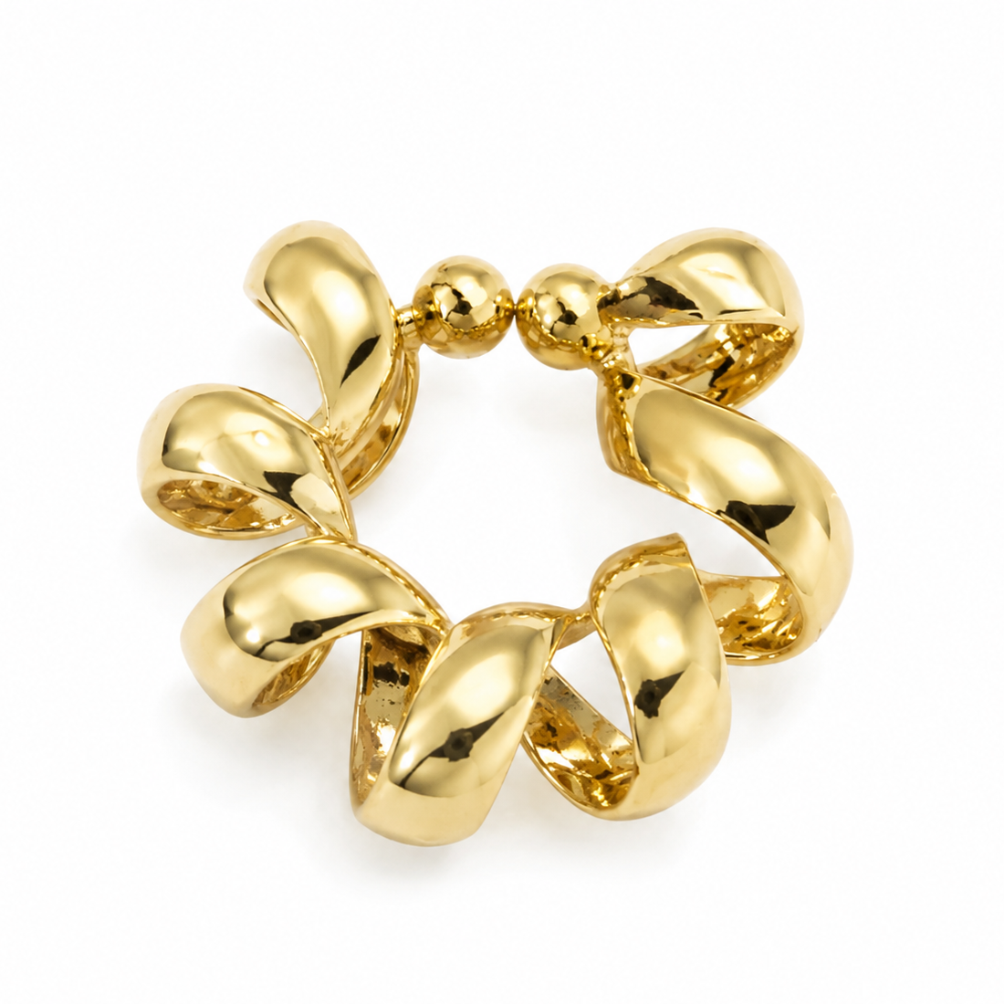 Ear cuff tressé texturé doré sans piercing