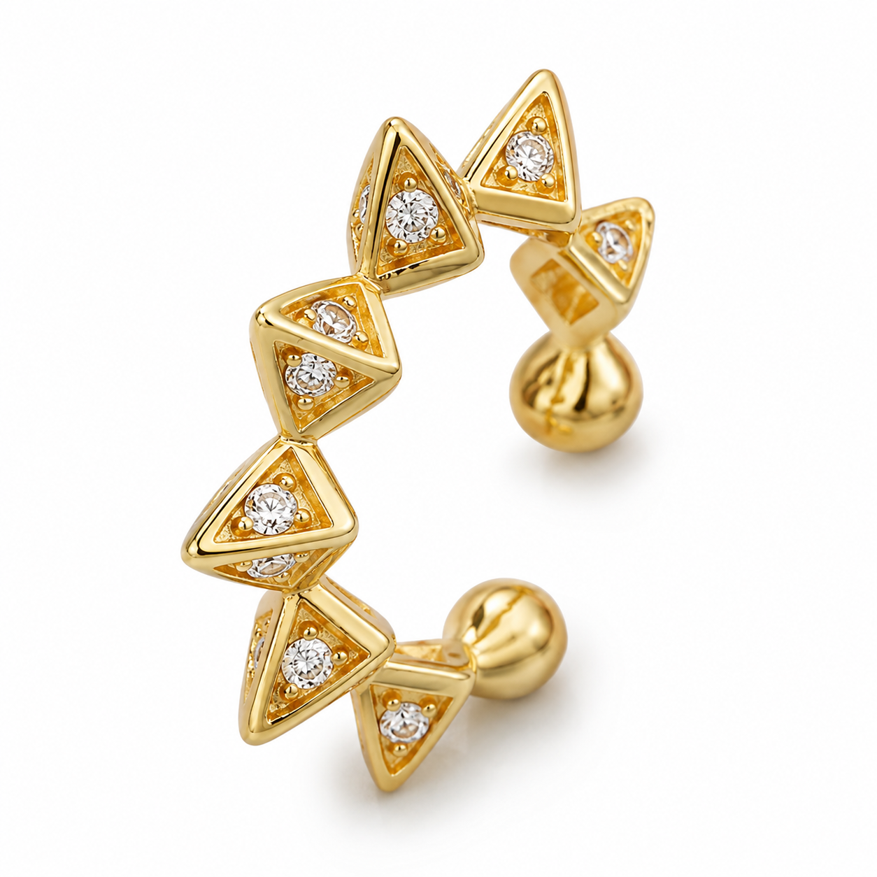 Ear cuff triangle géométrique doré sans piercing