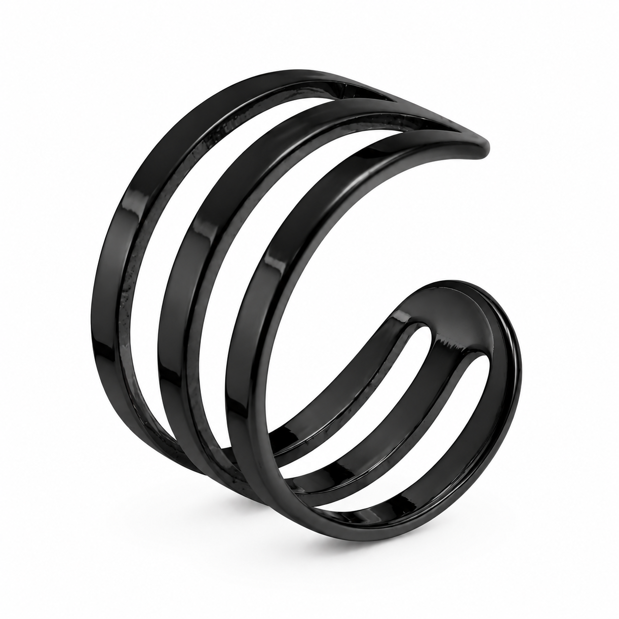 Ear cuff triple ligne noir sans piercing