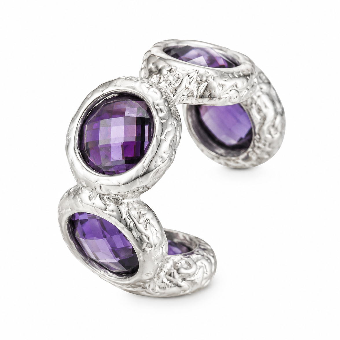 Ear cuff triple ovale texturé sans piercing
