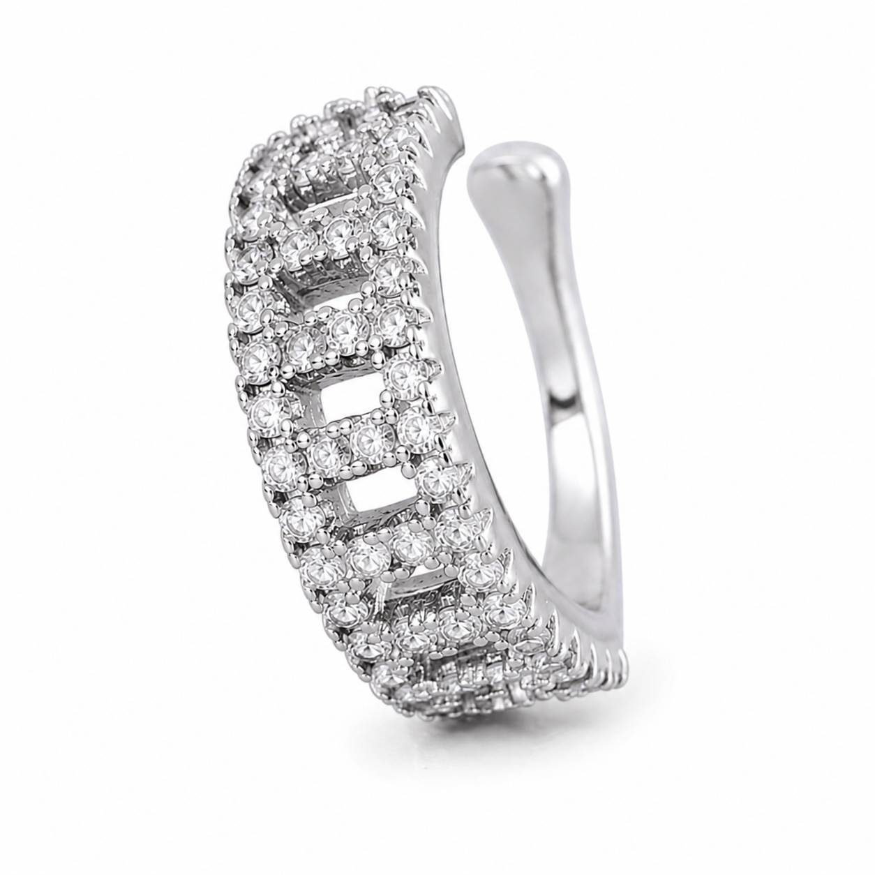 Ear cuff triple pavé design argenté sans piercing