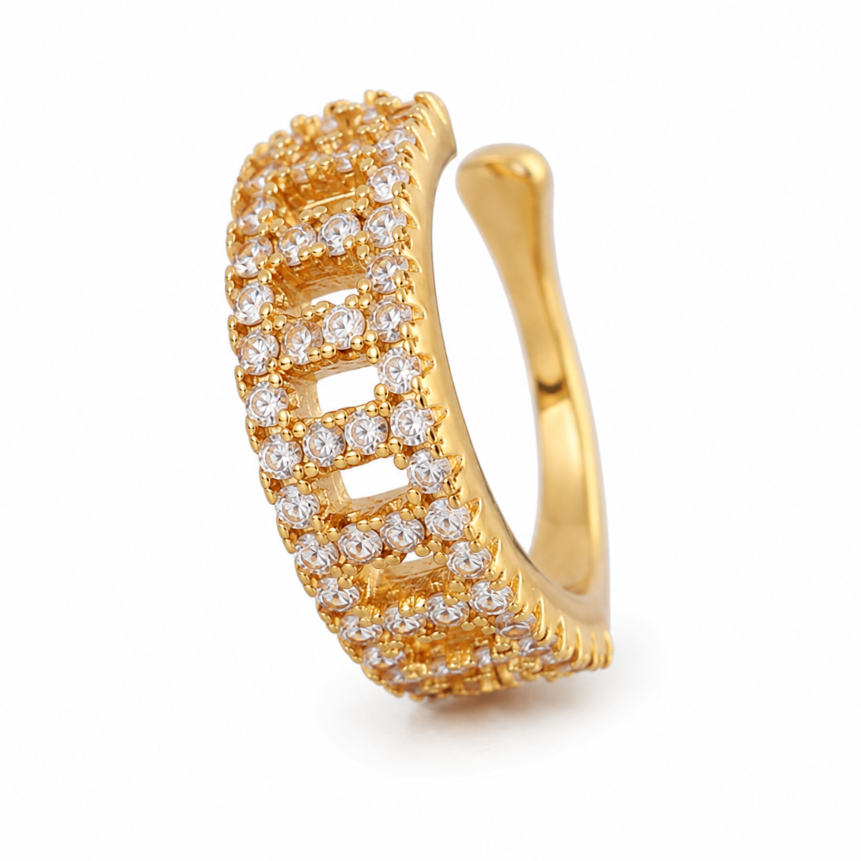 Ear cuff triple pavé design sans piercing