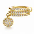 Ear cuff triple pavé pendentif rond doré sans piercing